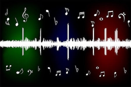 Sound wave with musical notes Stock Photo - Budget Royalty-Free & Subscription, Code: 400-05330559