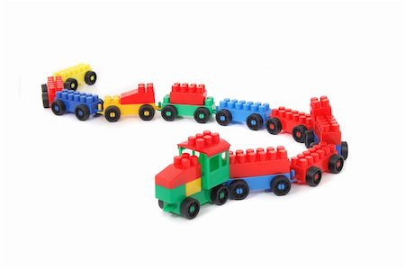 plastic blocks - color plastic train toy isolated on the white background Stock Photo - Budget Royalty-Free & Subscription, Code: 400-05330698