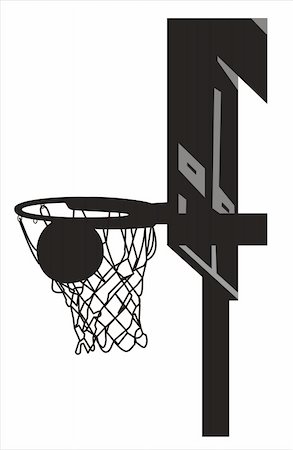 Silhouette of a basketball going into the basket Stock Photo - Budget Royalty-Free & Subscription, Code: 400-05330718