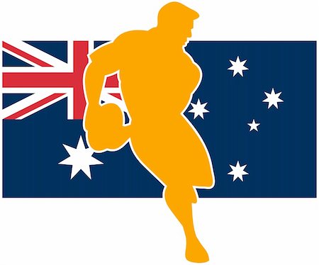 simsearch:400-05331205,k - Illustration of a rugby player running passing ball with flag of flag of australia Foto de stock - Royalty-Free Super Valor e Assinatura, Número: 400-05331086