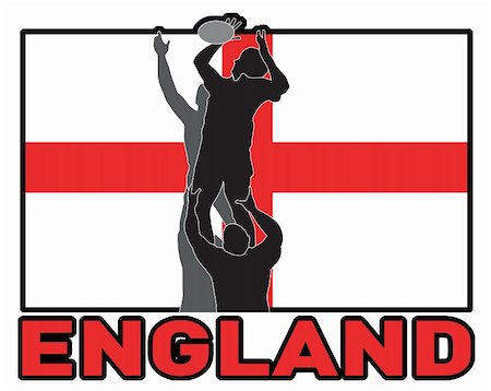 simsearch:400-05331205,k - illustration of Rugby player catching lineout throw ball with England flag in background Foto de stock - Royalty-Free Super Valor e Assinatura, Número: 400-05331103
