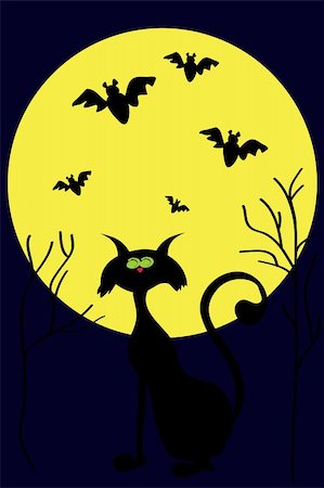 simsearch:400-04236303,k - Halloween vector illustration (silhouettes in the moonlight) Fotografie stock - Microstock e Abbonamento, Codice: 400-05331134