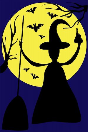 simsearch:400-04236303,k - Halloween vector illustration (silhouettes in the moonlight) Fotografie stock - Microstock e Abbonamento, Codice: 400-05331135