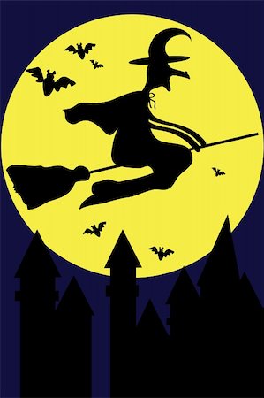 simsearch:400-04236303,k - Halloween vector illustration (silhouettes in the moonlight) Fotografie stock - Microstock e Abbonamento, Codice: 400-05331136