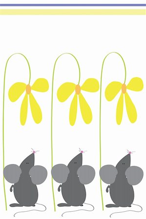 cute mouse with flowers on white background Photographie de stock - Aubaine LD & Abonnement, Code: 400-05331132
