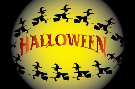 simsearch:400-04236303,k - Halloween vector illustration (silhouettes in the moonlight) Fotografie stock - Microstock e Abbonamento, Codice: 400-05331143