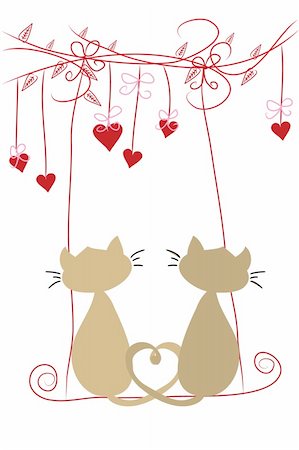 two beautiful funny love cats on swing Foto de stock - Super Valor sin royalties y Suscripción, Código: 400-05331277