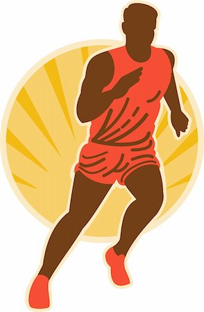 simsearch:400-08629212,k - illustration of marathon runner running isolated on white retro style Foto de stock - Super Valor sin royalties y Suscripción, Código: 400-05331478