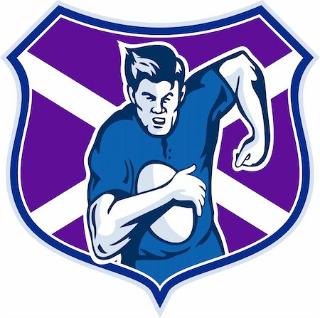 simsearch:400-05331205,k - illustration of a rugby player running with ball with flag and shield of scotland Foto de stock - Royalty-Free Super Valor e Assinatura, Número: 400-05331527