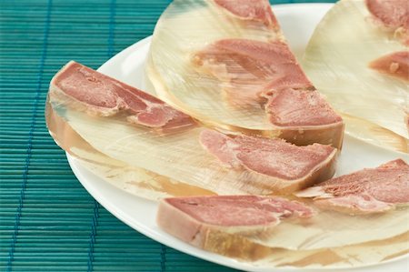 jellied pig's tongue close-up on a plate Stock Photo - Budget Royalty-Free & Subscription, Code: 400-05331968