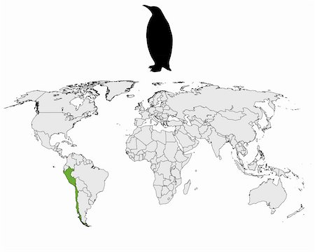 earth vector south america - Humboldt penguin range Stock Photo - Budget Royalty-Free & Subscription, Code: 400-05332246