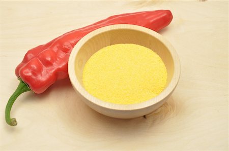 Detailed but simple image of red paprika and polenta Stockbilder - Microstock & Abonnement, Bildnummer: 400-05332267