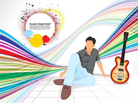 abstract colorful background with musical boy vector illustration Stock Photo - Budget Royalty-Free & Subscription, Code: 400-05332275