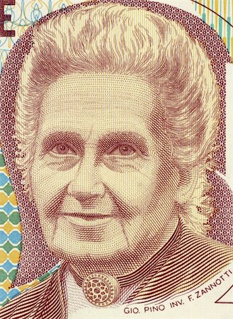 doctor italian - Maria Montessori (1870-1952) on 1000 Lire 1990 Banknote from Italy. Physician, educator, philosopher, humanitarian and devout Catholic, best known for her philosophy and the Montessori method of educating children. Stock Photo - Budget Royalty-Free & Subscription, Code: 400-05332287