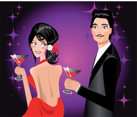 Couple enjoying drink in party Man and woman at disco club Stock Photo - Budget Royalty-Free & Subscription, Code: 400-05332551