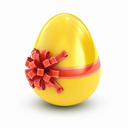 simsearch:400-04555295,k - Easter surprise - golden egg with ribbon isolated on white Stock Photo - Budget Royalty-Free & Subscription, Code: 400-05332715