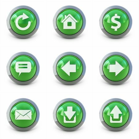 High detailed Set of web interface 3d buttons isolated on white Stock Photo - Budget Royalty-Free & Subscription, Code: 400-05332725