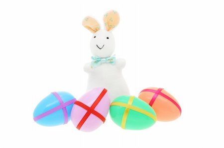 simsearch:400-05040794,k - Easter bunny and decorated eggs on white background Stock Photo - Budget Royalty-Free & Subscription, Code: 400-05333056