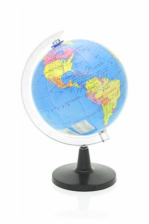 simsearch:400-04865676,k - Plastic globe showing  North and South America on white background Fotografie stock - Microstock e Abbonamento, Codice: 400-05333061