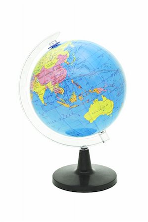 Plastic globe showing East Asia and Australia on white background Stock Photo - Budget Royalty-Free & Subscription, Code: 400-05333081