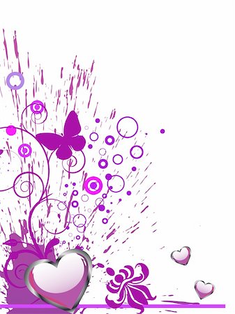 simsearch:400-04745515,k - vector eps 10 illustration of purple hearts on a floral background Foto de stock - Super Valor sin royalties y Suscripción, Código: 400-05333098