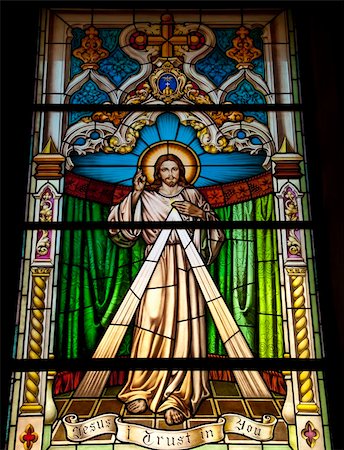 A stained glass window in Gibraltar showing the Lord Jesus Christ Stock Photo - Budget Royalty-Free & Subscription, Code: 400-05333376