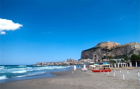 Sicily Cefalu view from the beach Stock Photo - Budget Royalty-Free & Subscription, Code: 400-05333813