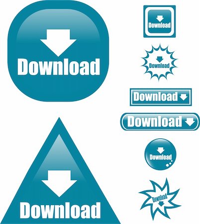 simsearch:400-08981162,k - Download button set of different form web glossy icon Photographie de stock - Aubaine LD & Abonnement, Code: 400-05333901