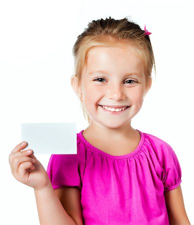 simsearch:400-04340435,k - little girl with a white card isolated on white Stock Photo - Budget Royalty-Free & Subscription, Code: 400-05344001