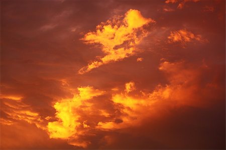 storm sun - Impressive view from heaven with bright orange clouds Stock Photo - Budget Royalty-Free & Subscription, Code: 400-05344196