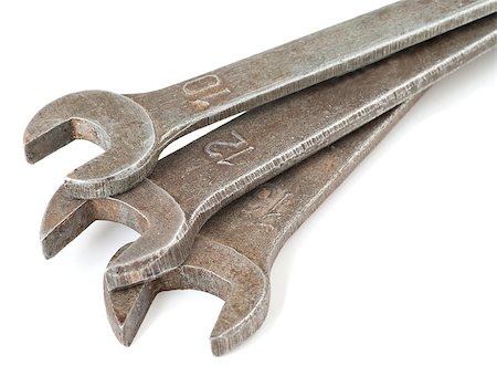 simsearch:400-05208356,k - Three metal wrenches on a white background Foto de stock - Super Valor sin royalties y Suscripción, Código: 400-05344506