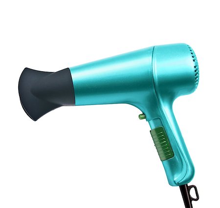 blue hairdryer isolated on white background Stock Photo - Budget Royalty-Free & Subscription, Code: 400-05344681