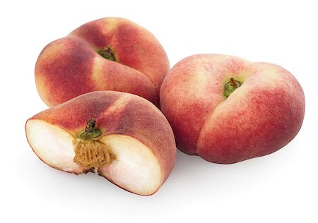 simsearch:400-07675974,k - Chinese flat peaches with half isolated on a white Stock Photo - Budget Royalty-Free & Subscription, Code: 400-05345124