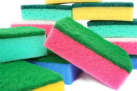 detergente - Colorful sponges isolated on white background. Foto de stock - Super Valor sin royalties y Suscripción, Código: 400-05345369