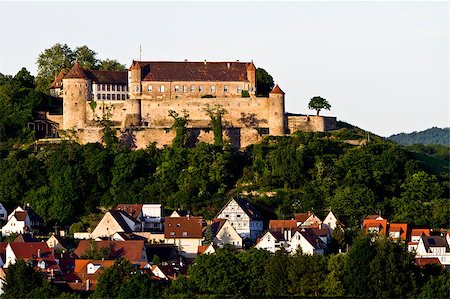 Castle Stettenfels in south west germany. The castle is situated on a small hill over the village Untergruppenbach Stock Photo - Budget Royalty-Free & Subscription, Code: 400-05345472