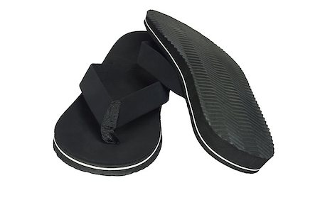 simsearch:400-07995083,k - Pair of black flip flops casual footwear on white background Stock Photo - Budget Royalty-Free & Subscription, Code: 400-05345542