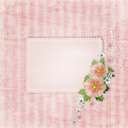 Vintage card   and pink mallow on retro striped background Stockbilder - Microstock & Abonnement, Bildnummer: 400-05345827