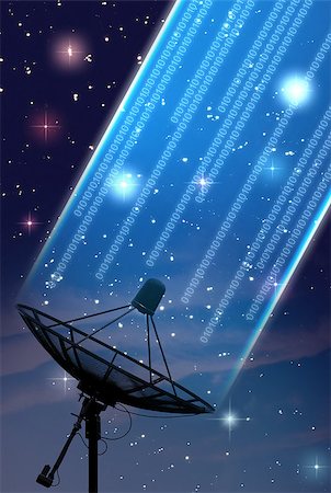 satellite dish under starry night sky Foto de stock - Super Valor sin royalties y Suscripción, Código: 400-05345882