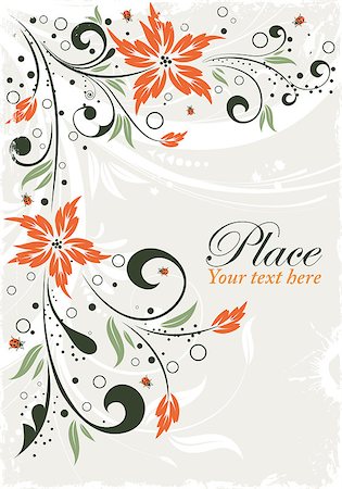 simsearch:400-04869919,k - Grunge floral frame with ladybug, element for design, vector illustration Stock Photo - Budget Royalty-Free & Subscription, Code: 400-05346016