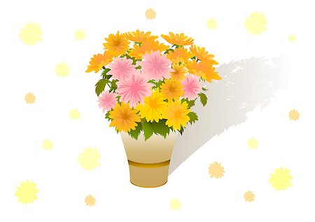 simsearch:614-07032085,k - Illustration of bouquet of beautiful yellow and pink asters Stock Photo - Budget Royalty-Free & Subscription, Code: 400-05346369