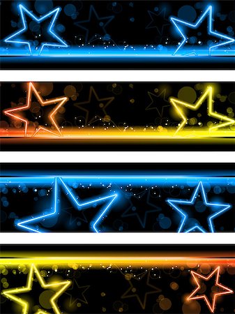 star background banners - Vector - Glowing Neon Stars Banner Background Set of Four Stock Photo - Budget Royalty-Free & Subscription, Code: 400-05346383
