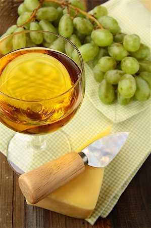 Still-life with grapes white wine  and piece of cheese Stock Photo - Budget Royalty-Free & Subscription, Code: 400-05346693