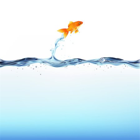 simsearch:400-04689966,k - Goldfish Leaping Out Of Water, Isolated On White Background, Vector Illustration Photographie de stock - Aubaine LD & Abonnement, Code: 400-05347318