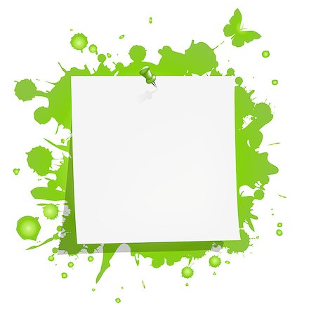 Blank Note Paper With Green Blot, Isolated On White Background, Vector Illustration Stock Photo - Budget Royalty-Free & Subscription, Code: 400-05347312