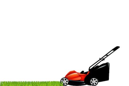 Lawnmower With Green Grass, Isolated On White Background, Vector Illustration Stock Photo - Budget Royalty-Free & Subscription, Code: 400-05347320