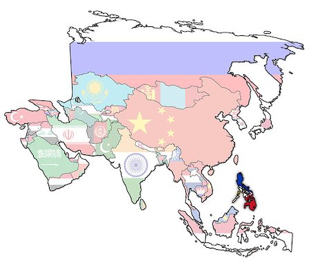 simsearch:400-05348798,k - old political map of asia with flag of philippines Stockbilder - Microstock & Abonnement, Bildnummer: 400-05347673