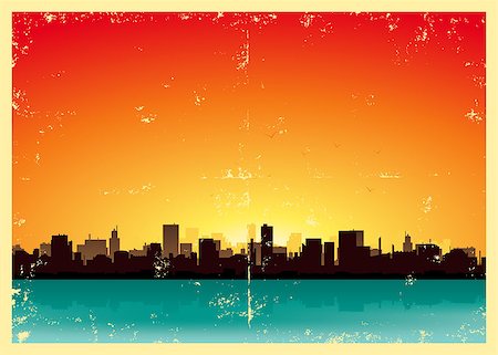 Illustration of a grunge city landscape in the summer Stock Photo - Budget Royalty-Free & Subscription, Code: 400-05347933
