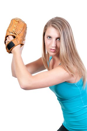 robeo (artist) - A beautiful woman baseball pitcher getting ready to throw a ball in a game Stock Photo - Budget Royalty-Free & Subscription, Code: 400-05348456