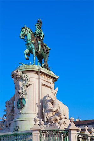 Statue of King Joao I at Figueiroa Square, and St. Jorge castle in Lisbon, Portugal Stock Photo - Budget Royalty-Free & Subscription, Code: 400-05348622