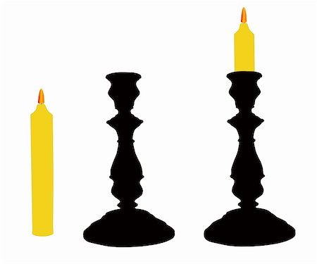On white background two candlesticks with candle. Stock Photo - Budget Royalty-Free & Subscription, Code: 400-05348640